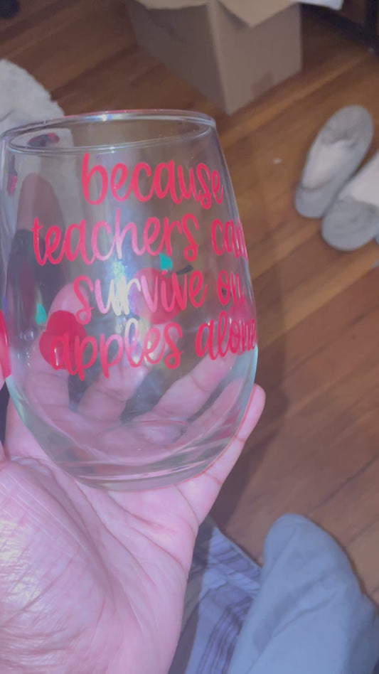Teacher stemless wine glass